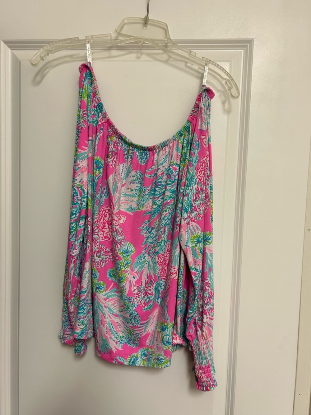 Lilly Pulitzer Pink Tropical Off-the-Shoulder Tunic Top